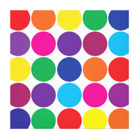 Bright Bold Colorful Rainbow Circles Polka Dots Stretched Canvas Print
