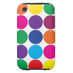 Bright Bold Colorful Rainbow Circles Polka Dots Tough iPhone 3 Cover