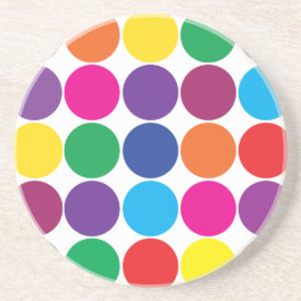 Bright Bold Colorful Rainbow Circles Polka Dots Drink Coaster