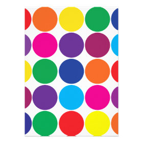 Bright Bold Colorful Rainbow Circles Polka Dots Personalized Invites