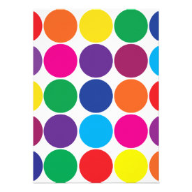 Bright Bold Colorful Rainbow Circles Polka Dots Personalized Invites