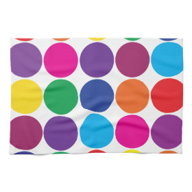 Bright Bold Colorful Rainbow Circles Polka Dots Towel
