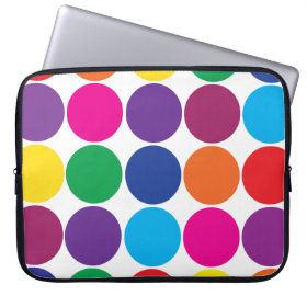 Bright Bold Colorful Rainbow Circles Polka Dots Laptop Sleeves