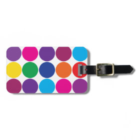Bright Bold Colorful Rainbow Circles Polka Dots Travel Bag Tag