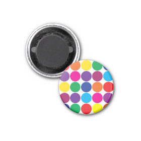 Bright Bold Colorful Rainbow Circles Polka Dots Fridge Magnet