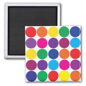 Bright Bold Colorful Rainbow Circles Polka Dots Refrigerator Magnet