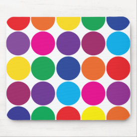 Bright Bold Colorful Rainbow Circles Polka Dots Mouse Pad