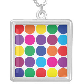 Bright Bold Colorful Rainbow Circles Polka Dots Pendant