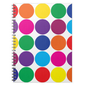 Bright Bold Colorful Rainbow Circles Polka Dots Spiral Note Book