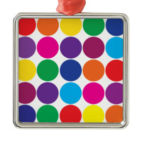 Bright Bold Colorful Rainbow Circles Polka Dots Ornament