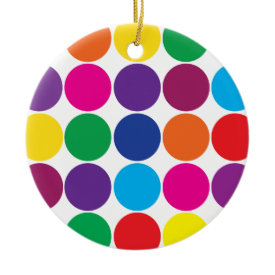 Bright Bold Colorful Rainbow Circles Polka Dots Ornaments