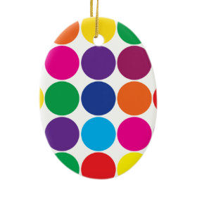 Bright Bold Colorful Rainbow Circles Polka Dots Christmas Tree Ornament