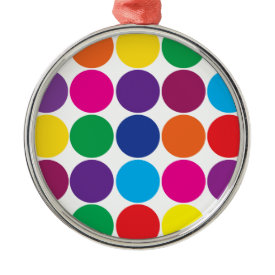 Bright Bold Colorful Rainbow Circles Polka Dots Christmas Ornament