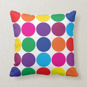 Bright Bold Colorful Rainbow Circles Polka Dots Pillows
