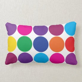 Bright Bold Colorful Rainbow Circles Polka Dots Throw Pillow