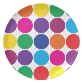 Bright Bold Colorful Rainbow Circles Polka Dots Party Plate