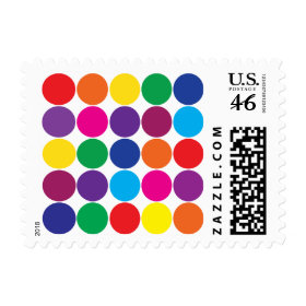 Bright Bold Colorful Rainbow Circles Polka Dots Postage Stamp