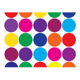 Bright Bold Colorful Rainbow Circles Polka Dots Postcard