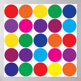 Bright Bold Colorful Rainbow Circles Polka Dots Poster