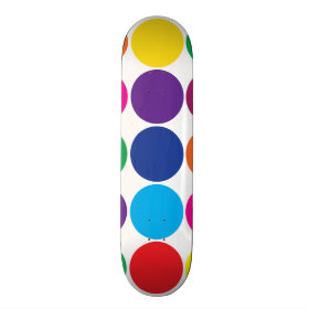 Bright Bold Colorful Rainbow Circles Polka Dots Skate Deck