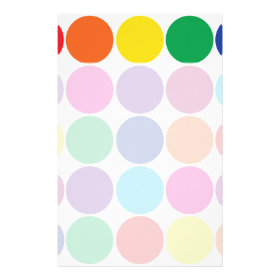 Bright Bold Colorful Rainbow Circles Polka Dots Stationery Paper