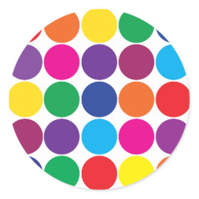 Bright Bold Colorful Rainbow Circles Polka Dots Round Stickers