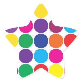 Bright Bold Colorful Rainbow Circles Polka Dots Star Stickers