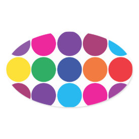 Bright Bold Colorful Rainbow Circles Polka Dots Oval Stickers