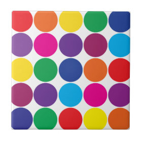 Bright Bold Colorful Rainbow Circles Polka Dots Tiles