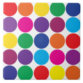 Bright Bold Colorful Rainbow Circles Polka Dots Ceramic Tiles