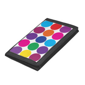 Bright Bold Colorful Rainbow Circles Polka Dots Tri-fold Wallets