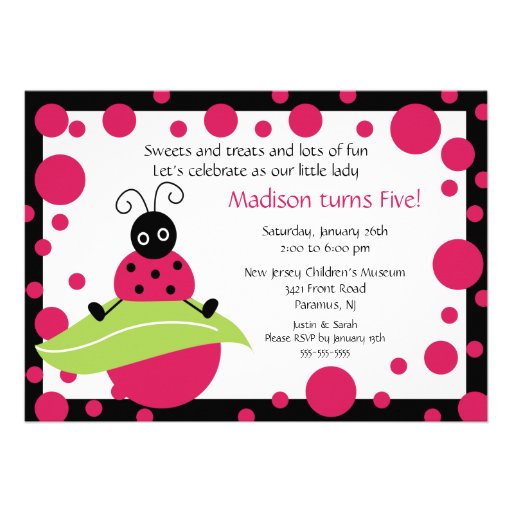 Bright & Bold Ladybug Birthday Invitation