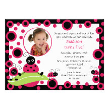 Bright & Bold Ladybug Photo Birthday Invitation