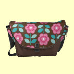 Bright Bold Retro Mod Flowers on Brown messenger bags