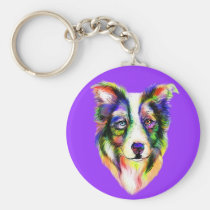 Bright Border Collie keychains