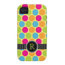 Bright Bubblegum Candy Polkadots Monogram iPhone 4/4S Cover