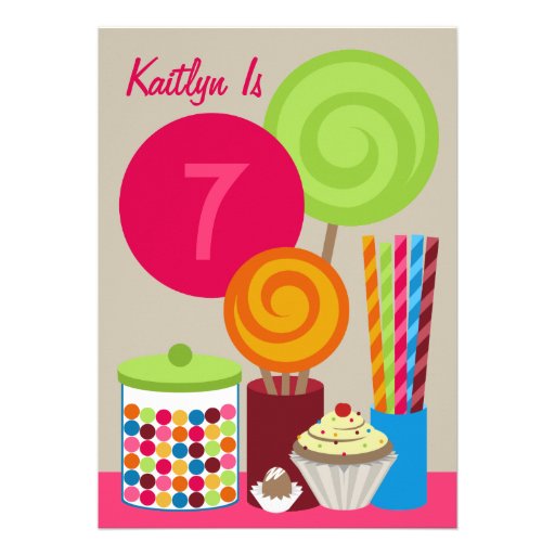 Bright Candy & Sweets Birthday Party Invitation