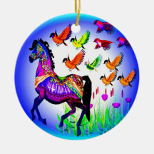 Bright Carousel Horse Ornaments