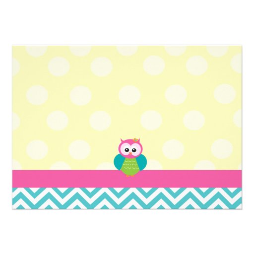 Bright Chevron Owl Birthday Party Invitation