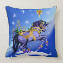 Bright Christmas Unicorn Pillow