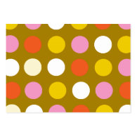 Bright color polka dots. Yellow, pink, white Business Card Template