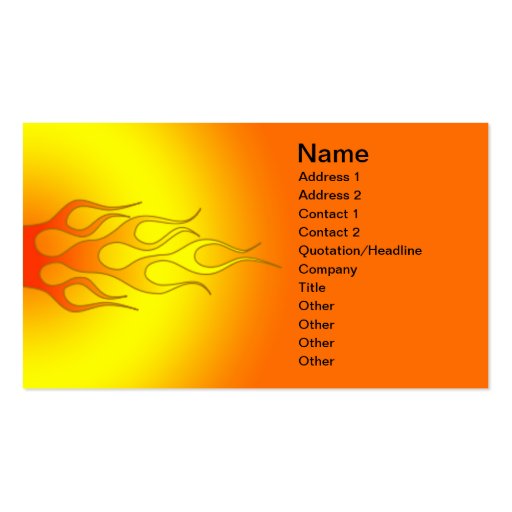 bright color racing flames business card templates (front side)