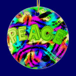 Bright Colored Abstract art Peace Sign ornaments