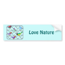 Bright Colored Birds on a Trellis Bumper Sticker
