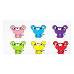 Bright Colored Cartoon Mice in Rows Photo Cards