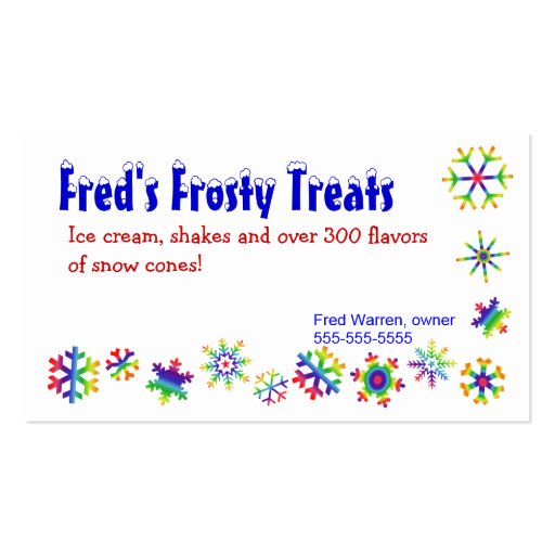 Bright Colored Snowflakes Business Card