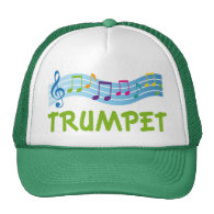 Bright Colored Trumpet Music Staff Gift Trucker Hats