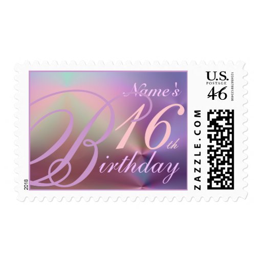 Bright colorful 16th birthday birthday postage