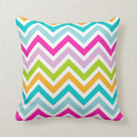Bright Colorful Chevron Stripes Pattern Throw Pillow