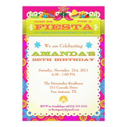 Bright & Colorful Fiesta Birthday Party Invitation